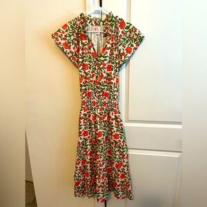 Victoria Dunn Lily Clementine midi dress Size M